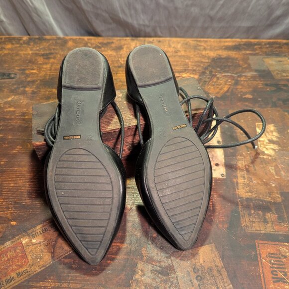 Bamboo black leatheresque "Sequel 04" lace up Ballet Flats Sz 7 - Picture 6 of 9